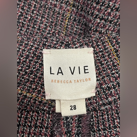 La Vie Rebecca Taylor Astrid Plaid Stretch Cotton Pants Size 28 (6) - Picture 7 of 11